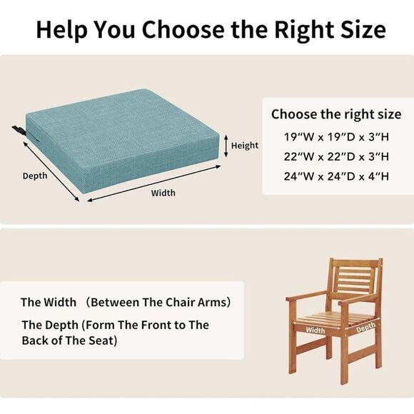 Waterproof Linen Patio Cushions Teal - Picture 5 of 6